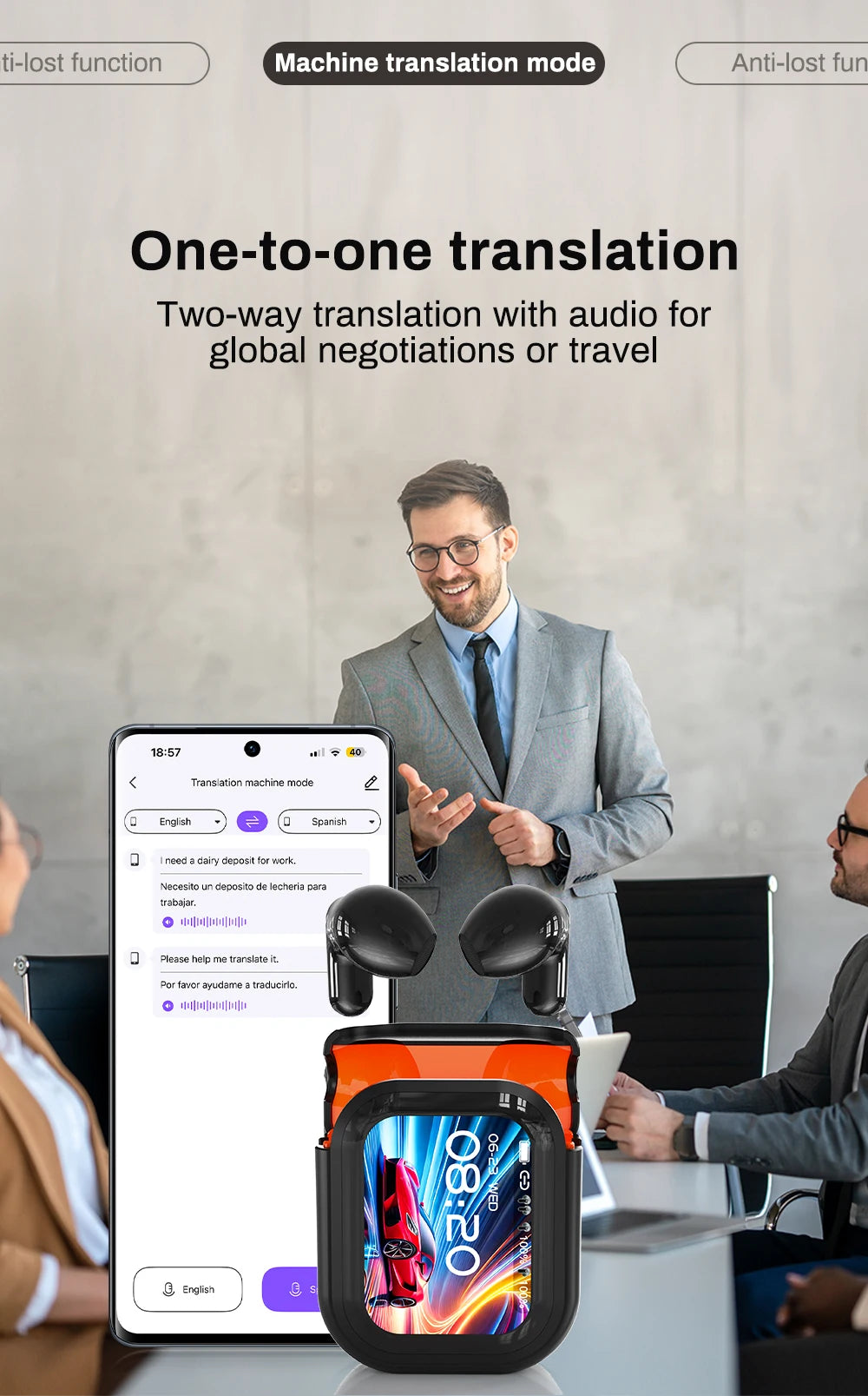 Wireless AI Translator Earbuds – Bluetooth 6.0 Waterproof with Long Battery Life
